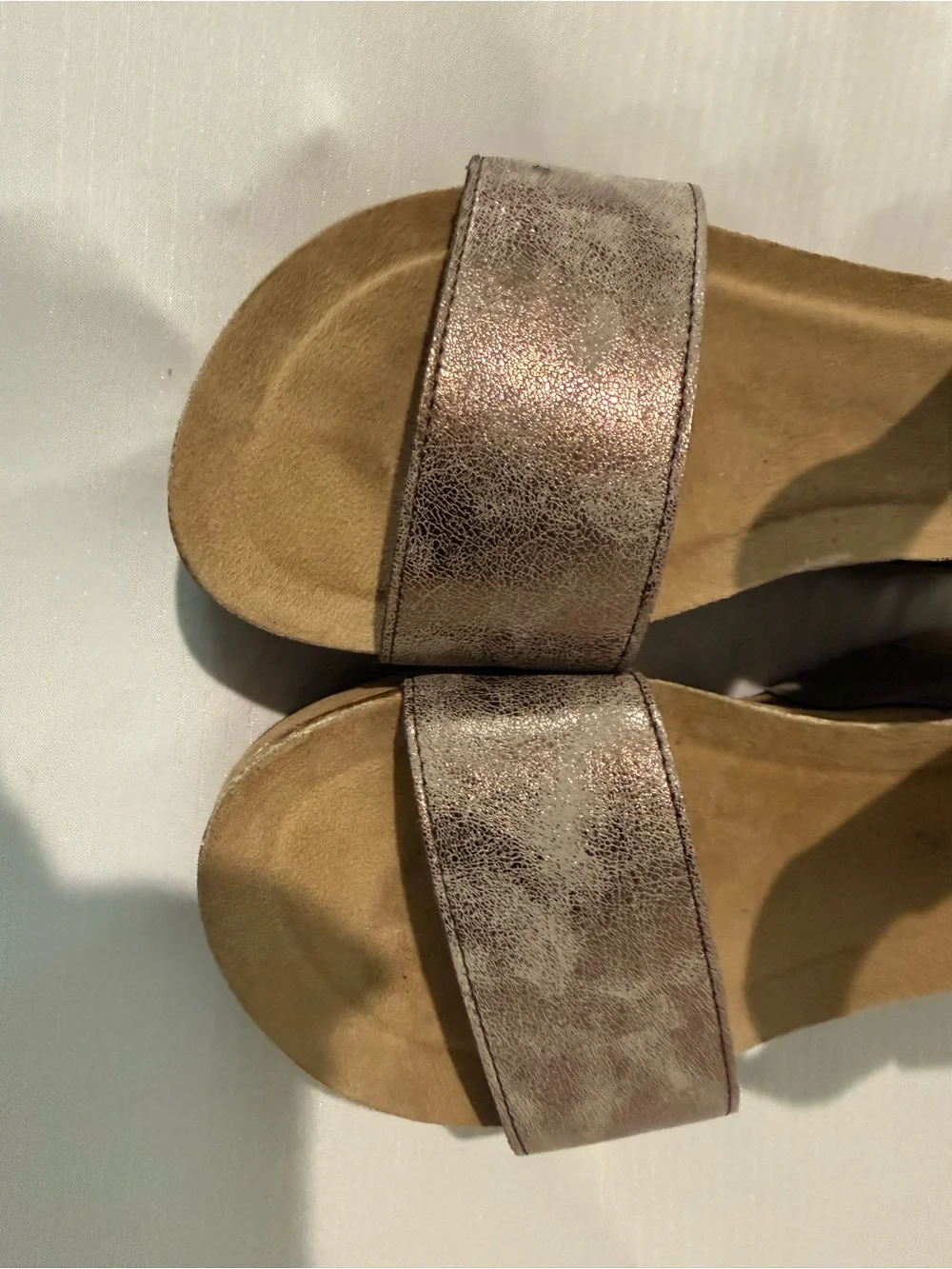 Pierre Dumas Hester-1 Pewter Platform Wedge Sandals Women's Size 8.5